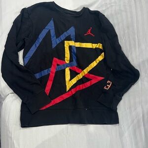 Jordan Boys Black Sweater with Multicolor Geometric Design